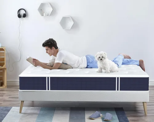 Vista 2 de Colchón Coolvie individual, híbrido de 10 pulgadas, resortes individuales con espuma viscoelástica, cama en una caja, sueño más fresco con alivio