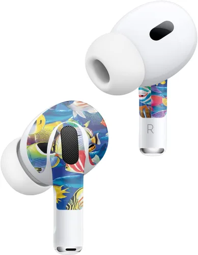 Vista 2 de MightySkins - Fundas compatibles con Apple AirPods Pro 2 – Peces tropicales Funda protectora de vinilo duradera y única Fácil de aplicar, quitar