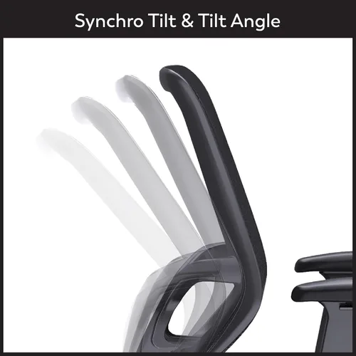Vista 5 de WorkPro Silla de oficina ergonómica de malla y malla con respaldo medio, negro/negro, compatible con BIFMA