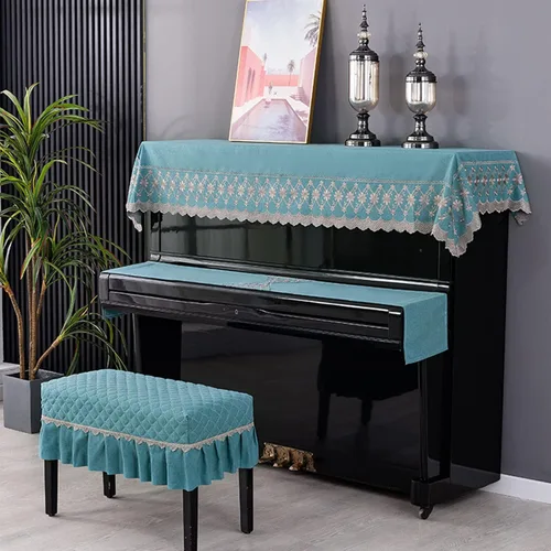 Vista 3 de QQXX Cubierta vertical para piano, cubierta superior de piano, cubierta de toalla/teclado de piano/cubierta de taburete, elegante cubierta de polvo