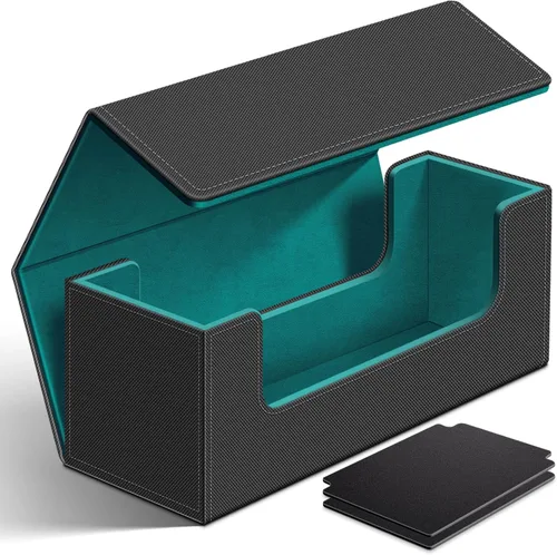 Vista 8 de Homthy Funda de 600 cartas para comercio, cierre magnético de cuero, caja de almacenamiento Commander para deportes, juegos, tarjetas estándar Negro