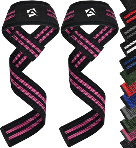 Vista 13 de AQF Weight Lifting Straps, Padded Cotton Gym Wrist Straps for Deadlifts