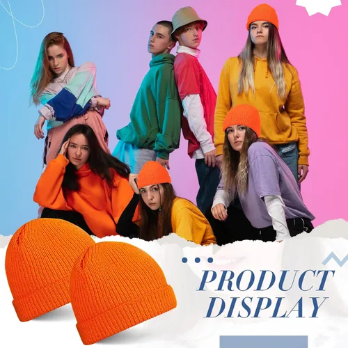Vista 4 de 24 Pack Unisex Beanie Cap Classic Knitted Warm Beanies Men Women Solid Beanie Knitted Hat Casual Beanie for Guys