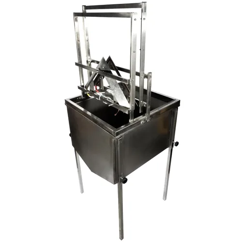 Vista 5 de Hive Frames Uncapper con cuchillos eléctricos dobles de 12 V, máquina de destapado de acero inoxidable con tolva