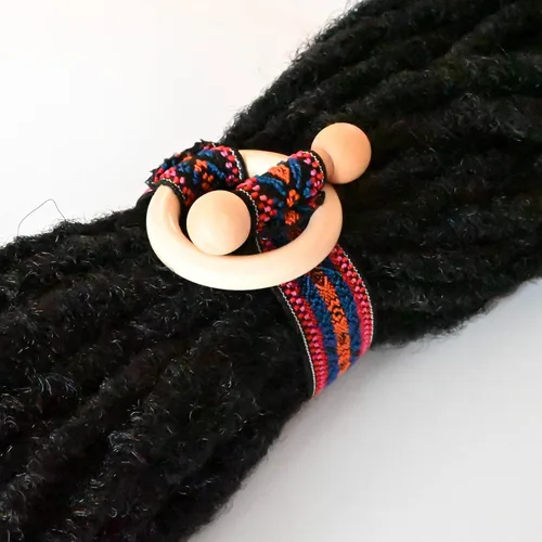 Vista 4 de 2 piezas de ligas para el cabello, accesorios para rastas, cinta elástica incrustada, soportes para cola de caballo coloridos estilo bohemio