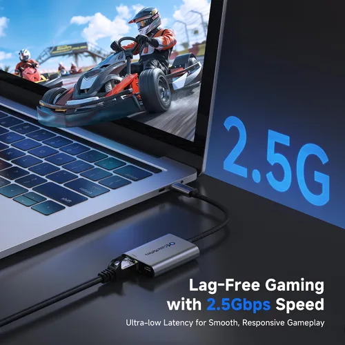 Vista 3 de Cable Matters Adaptador USB C a Ethernet de 2.5 Gb con carga de 140 W, velocidad de red de 2.5 Gigabit, adaptador USB C a Ethernet compatible
