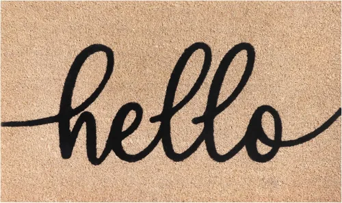 Vista 9 de A1 Home Collections - Alfombra redonda de entrada de Medio círculo de textura de relieve griego, Hello