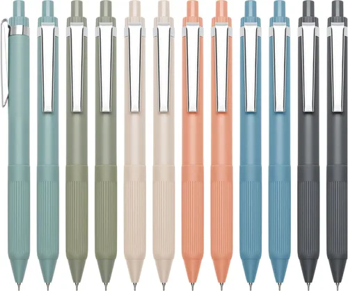 Vista 8 de Linbsunne Bolígrafos de gel de tinta color negro para oficina, de punta fina de 0.5 mm, de trabajo retráctil de escritura suave (12 unidades)