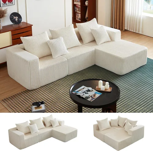 Vista 11 de Sofás seccionales de 102" para sala de estar, sofá nube sin estructura, sofá en forma de L con asiento profundo de gran tamaño, sofá cómodo