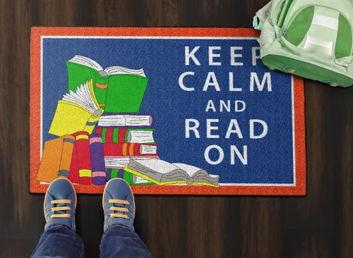 Vista 2 de Flagship Carpets - Alfombra con texto en inglés "Keep Calm & Read On" para el aula infantil, dormitorio de los niños, espacio del profesor