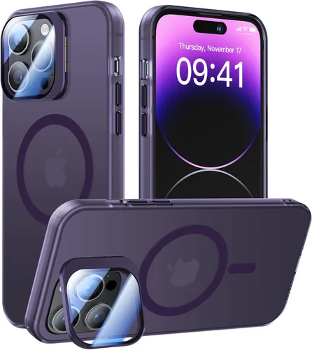 Vista 11 de Meifigno Window Mag Series - Funda diseñada para iPhone 15 Pro, soporte de cámara integrado y compatible con MagSafe, parte trasera mate translúcida