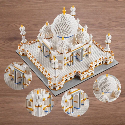 Vista 2 de Juego de construcción de micro minibloques de arquitectura Taj Mahal, colección de puntos de referencia, kits de modelo, juguetes de idea