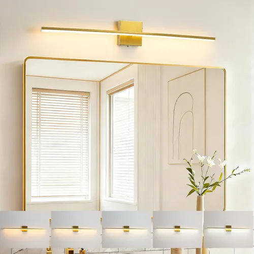 Vista 14 de Lámparas de baño sobre espejo, luz negra de tocador de baño de 12 pulgadas, lámpara LED de pared moderna de 11 W, 3000 K para barra de tocador