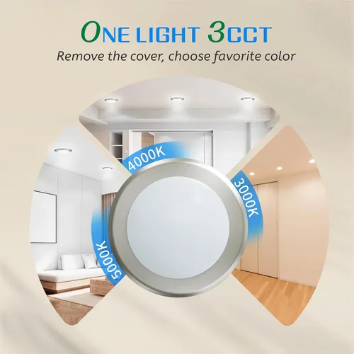 Vista 3 de ECOELER Luz LED de disco, 6 pulgadas de níquel cepillado de aluminio regulable, 3000 K/4000 K/5000 K seleccionable, lámpara de techo empotrada, 16.5