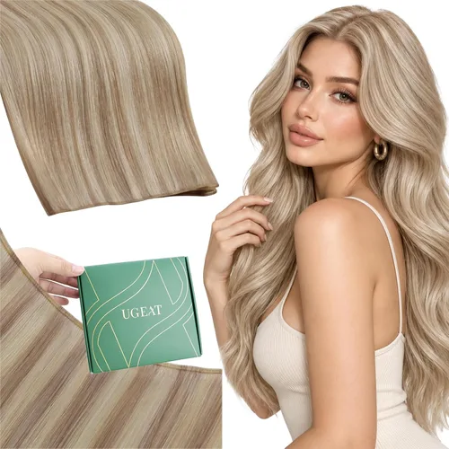Vista 25 de Ugeat Extensiones de cabello humano de trama de mariposa, color negro, 16