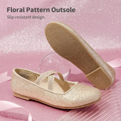 Vista 5 de DREAM PAIRS Zapatos de vestir tipo bailarina, de piso, para niñas Mary Jane