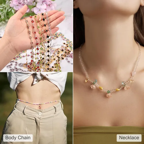 Vista 5 de uxcell Cadena de diamantes de imitación negros de 5 yardas a granel con cadena de latón chapada en plata para hacer joyas, manualidades, pulseras
