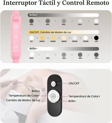 Vista 5 de Mznoo Luz de pestañas con bandeja de herramientas, luz de luna LED de Rosa