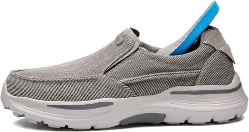 Vista 3 de JAMONWU Zapatos de tela para hombre, mocasines casuales, zapatos para caminar, zapatos ligeros para exteriores