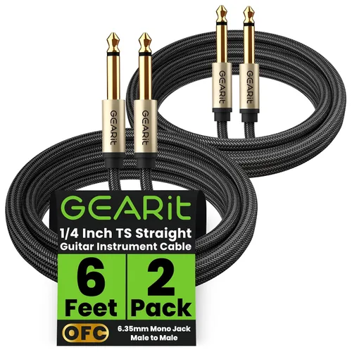 Vista 9 de GEARit Cable de instrumento de guitarra (3 pies paquete de 2) de 1/4 de pulgada a 1/4 de pulgada TS recto macho a macho de 0.250 in mono Jack