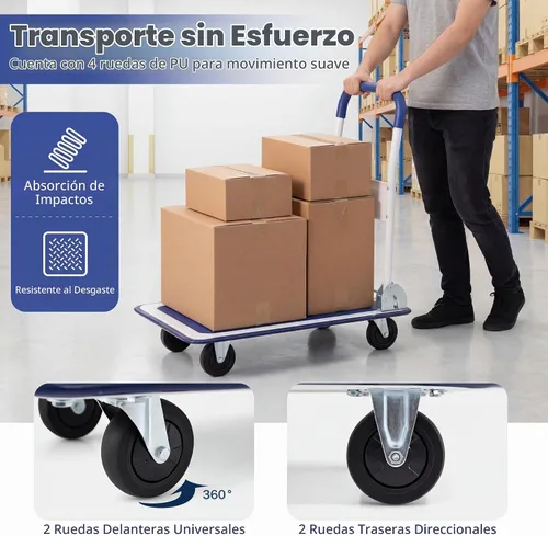 Vista 2 de Goplus Carro plegable de la plataforma 330LBS Rolling Flatbed Cart Hand Platform Truck Push Dolly para cargar