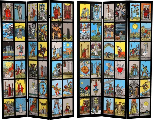 Vista 9 de Red Lantern Rider-Waite Tarot - Pantalla plegable de lona de doble cara corta de 3 pies, 6 paneles independientes y separador para dormitorio