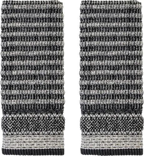Vista 21 de SKL Home Amherst Medallion - Toalla de baño 100 % algodón, 600 GSM, suave y absorbente, reversible jacquard, negro