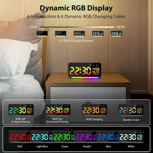 Vista 5 de Reloj despertador súper fuerte de 120 db para adultos que duermen pesadamente, 15 sonidos de despertador para personas que duermen pesadas, luz