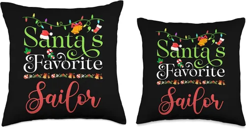 Vista 3 de Santa's Worker Holiday Threads Santas Favorite Sailor Holiday Top Elf Profession Throw Pillow, 16x16, Multicolor