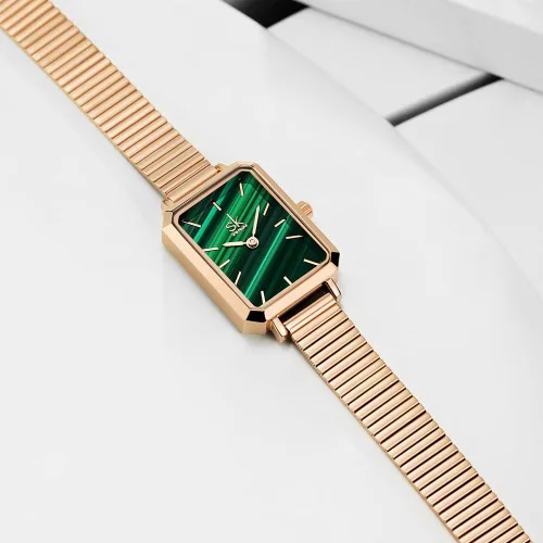 Vista 4 de SHENGKE SK - Reloj cuadrado único para mujer, con correa de malla de acero inoxidable, de cuero auténtico, elegante, rectángulo, para mujer