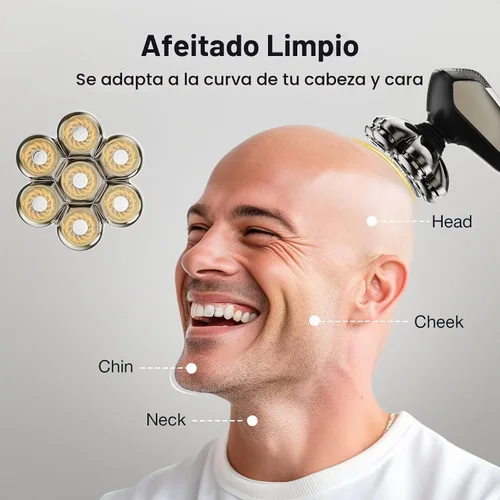 Vista 5 de 7 cuchillas flotantes de cabezal de afeitado de repuesto, cabezales de cuchilla de afeitadora lavables de repuesto para afeitadora de cabeza