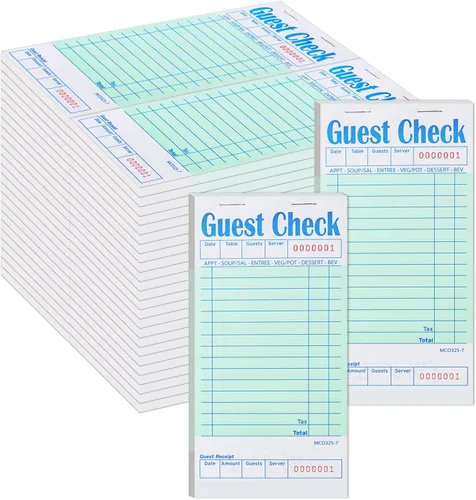 Vista 37 de Libros de cheques de invitados para servidores, bloc de notas de servidor, paquete de 12, papel de color natural, bloc de notas para camarera