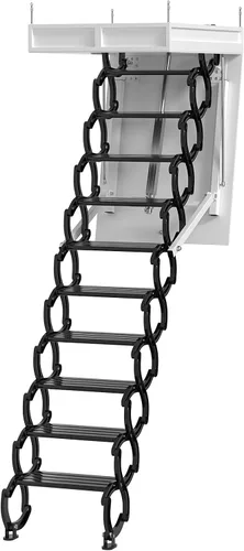 Vista 3 de Topteng Escalera eléctrica eléctrica de aluminio plegable de 11 escalones, control remoto de 9.5 pies, longitud de 35 a 50 pulgadas, ancho 27.5