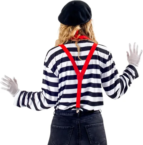 Vista 5 de Conjunto de disfraz de Halloween de mimo francés para mujer y junior