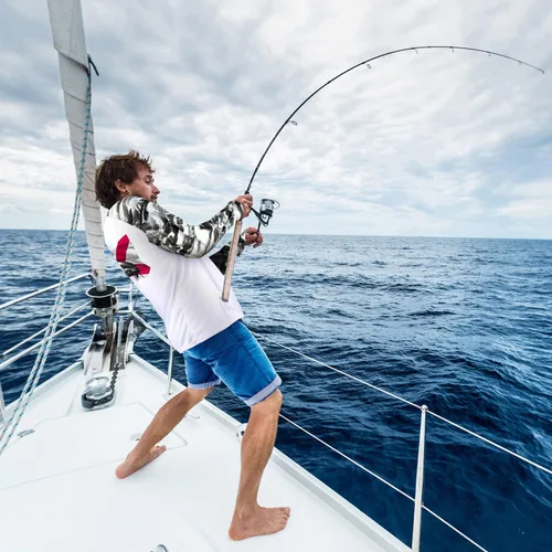 Vista 54 de Palmyth - Camiseta de pesca para hombre, con manga larga, protección solar ultravioleta FPU 50+, con bolsillo