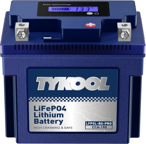 Vista 10 de TYKOOL YTX4L-BS-Pro Batería de litio de alto rendimiento para motocicleta, 180CCA 12.8V 3Ah LiFePO4, batería para deportes de motor, con BMS