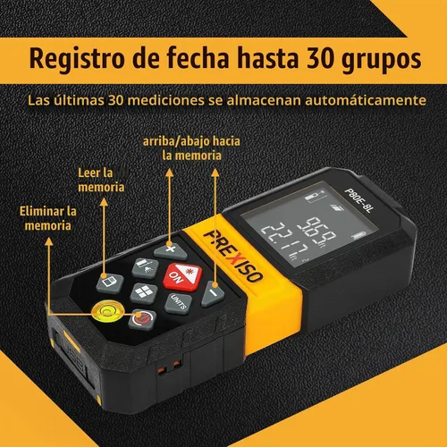 Vista 3 de PREXISO Herramienta de medición láser, cinta métrica láser recargable