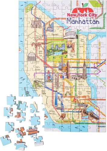 Vista 5 de New York Manhattan - Rompecabezas de madera con mapa del metro de 152 piezas, 10 x 15 pulgadas
