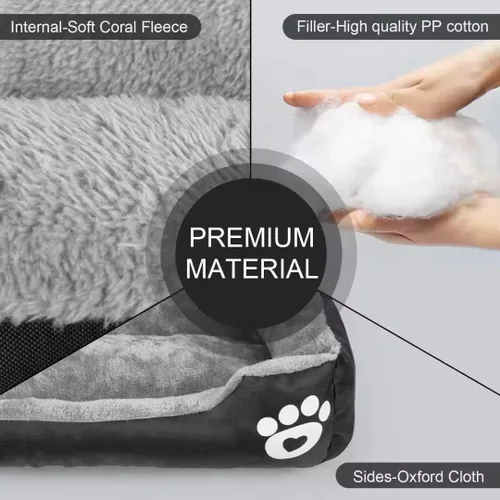 Vista 2 de SIAM'S Cama para perros y gatos, colchón para pequeño, mediano y grande, lavable, parte inferior antideslizante, diseño cómodo y duradero, cama Negro