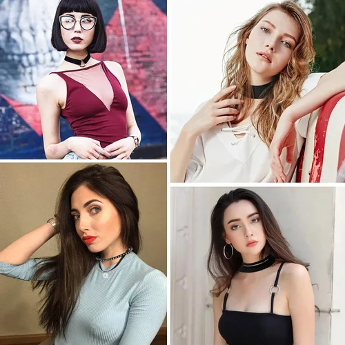 Vista 3 de Kiszu Juego de gargantillas negras, clásicas gargantillas de terciopelo gótico con colgante punk para mujeres y niñas con bolsa de almacenamiento