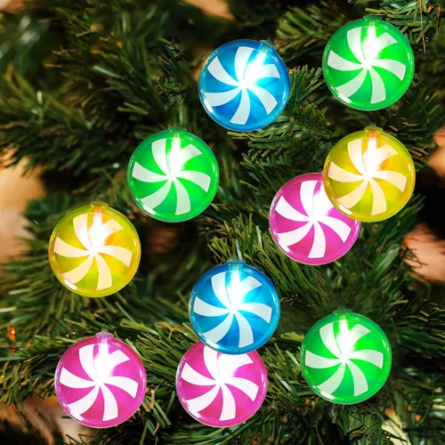 Vista 4 de Honoson 2 Piezas Luces de Cadena de Bastón de Caramelo Decoración 5.5 pies 10 LED Funcionan con Batería Luces de Hadas Lindas Bombillas Dulces