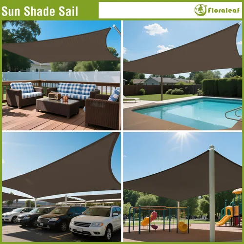Vista 2 de Toldo parasol rectangular de 2 x 2 pies para patio, patio, toldo permeable para césped, jardín, actividades al aire libre, color marrón