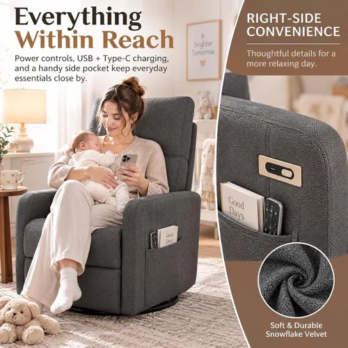 Vista 6 de Havora Silla reclinable giratoria eléctrica, cómoda para habitación del Gris oscuro