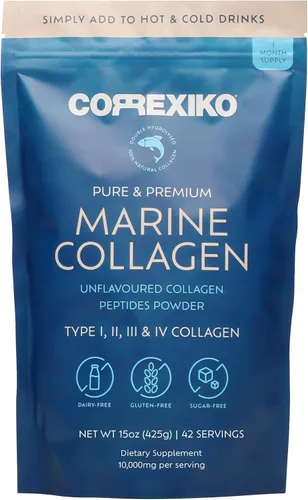 Vista 9 de CORREXIKO Suplemento en polvo de colágeno marino sin sabor – 10,000 mg de péptidos de colágeno doblemente hidrolizados por porción – formulado