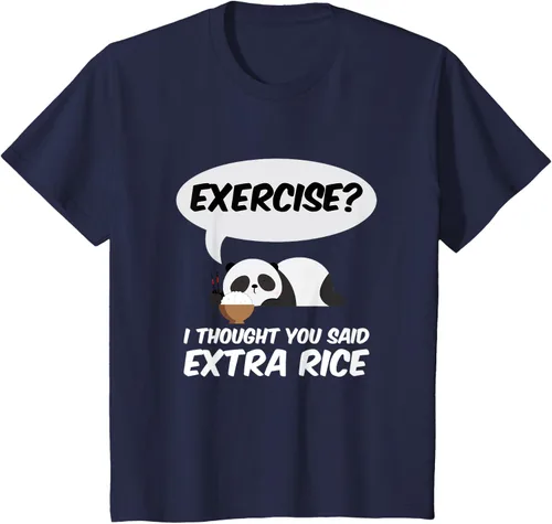 Vista 56 de ¿Ejercicio? I Thought You Said Extra Rice Panda Gift T-Shirt, Negro, S