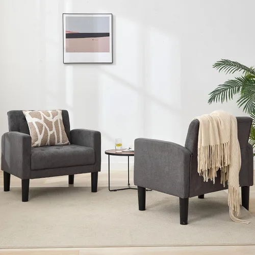 Vista 8 de TYBOATLE Sillas de salón modernas estilo mediados de siglo con botones de tela, cómodas sillas tapizadas modernas para dormitorio y oficina, silla