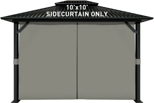 Vista 24 de Aoodor Cortinas de glorieta para exteriores de 10 x 12 pies, 4 paneles impermeables de repuesto para pared lateral de privacidad con cremallera