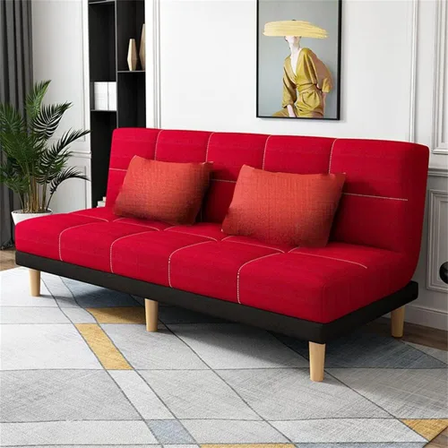 Vista 11 de LAKIQ Sofá cama moderno de mezcla de lino, futón para sala de estar, dormitorio, sofá cama convertible de espuma viscoelástica, sofá cama de día