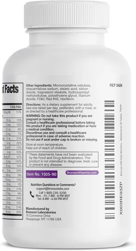 Vista 5 de Bronson ONE Daily Multivitamínico Multimineral Completo 50+ para mujer, 90 tabletas