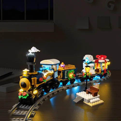Vista 6 de Nitemode Kit de luz LED compatible con Lego 10361 Holiday Express Train, accesorios de iluminación ajustable de brillo mejorado (sin modelo)